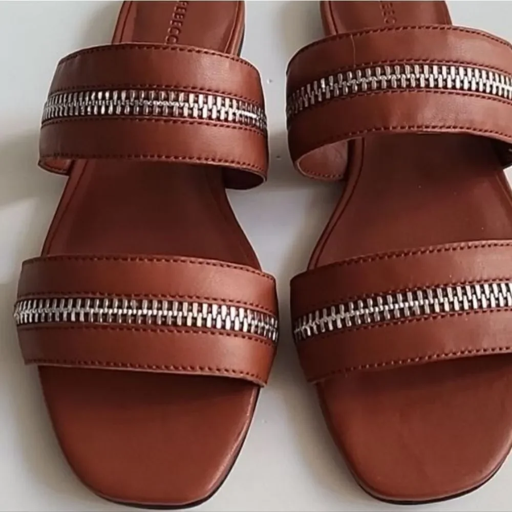 Rebecca Minkoff Marciann Brown Sandals with Silver Zipper